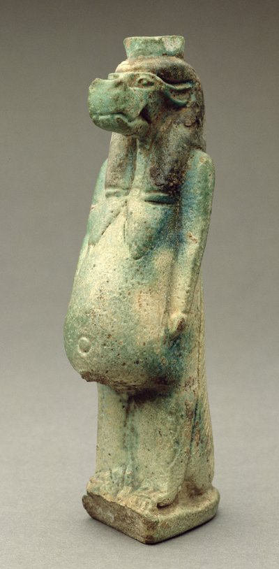 Statuette of the goddess Taweret, a hippopotamus with crocodile tail by Egyptian